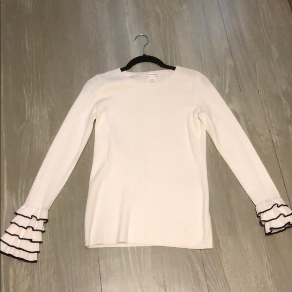 White ruffle sleeve Club Monaco sweater - Picture 2 of 2